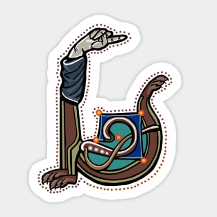 Letter U Manicule W 14C Maastricht Psalter parody Sticker